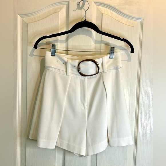 Derek Lam Pants - “Derek Lam 10 Crosby” Women's Ivory Pleated Flare Leg Belted Shorts Size 0